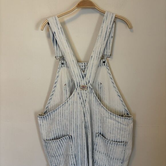 Faherty‎ Topsail Overalls Womens XL Light Wash Striped Railroad Western Cowgirl - Picture 3 of 9